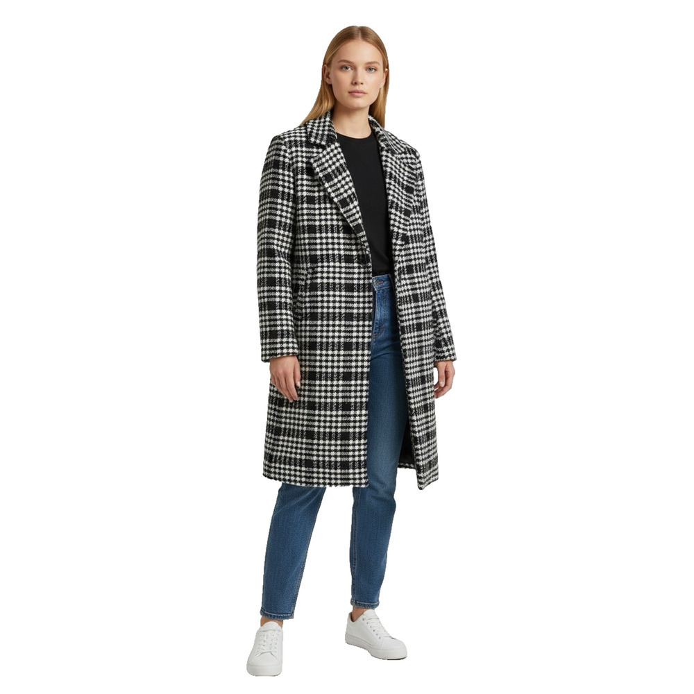 Forever 21 Plaid Black And White Button front Houndstooth Coat Women’s Med NWT